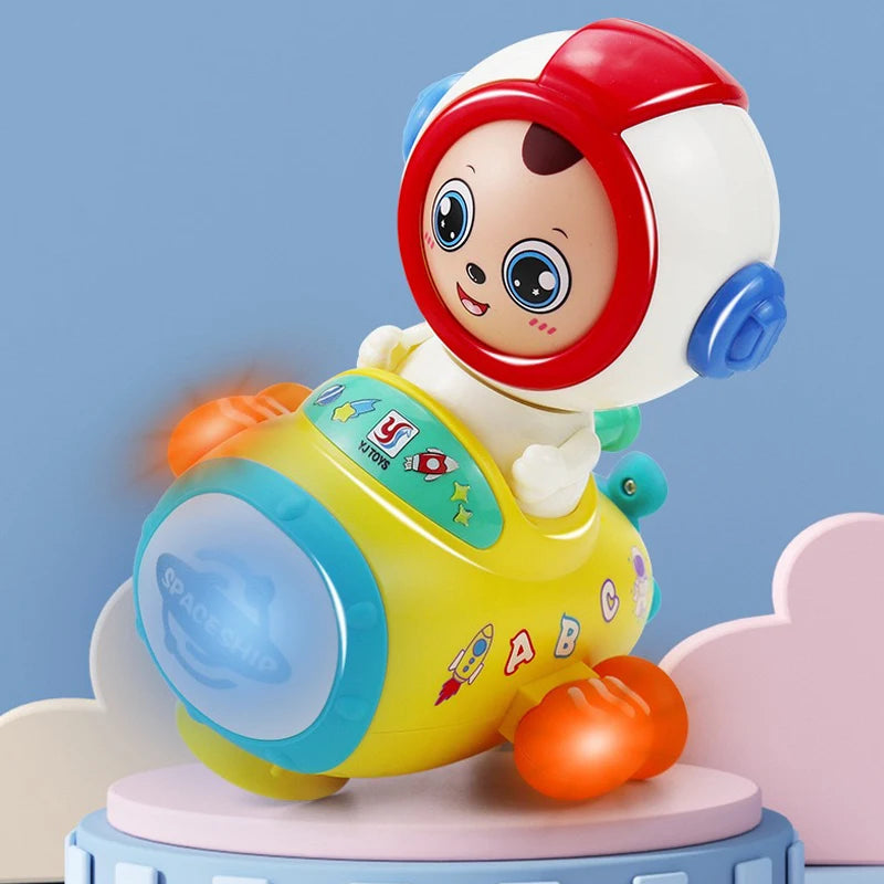 Giocattolo elettrico a forma di astronauta con viso che cambia aspetto e quattro espressioni facciali automatiche, regalo per le feste dei bambini