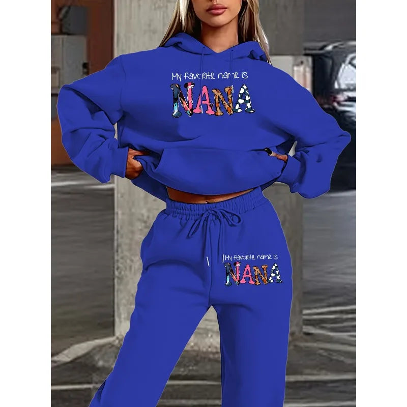 2025 New Car Letter 3D Printed Women's Hooded Sweatshirt Long Pants Set Home Long Sleeved Casual Shirt Set