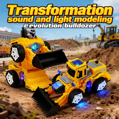 Electric Double Variable Bulldozer Toy Car - Transformation Robot Feature Automatic Change Baby Holiday Gift