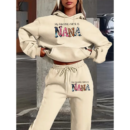 2025 New Car Letter 3D Printed Women's Hooded Sweatshirt Long Pants Set Home Long Sleeved Casual Shirt Set