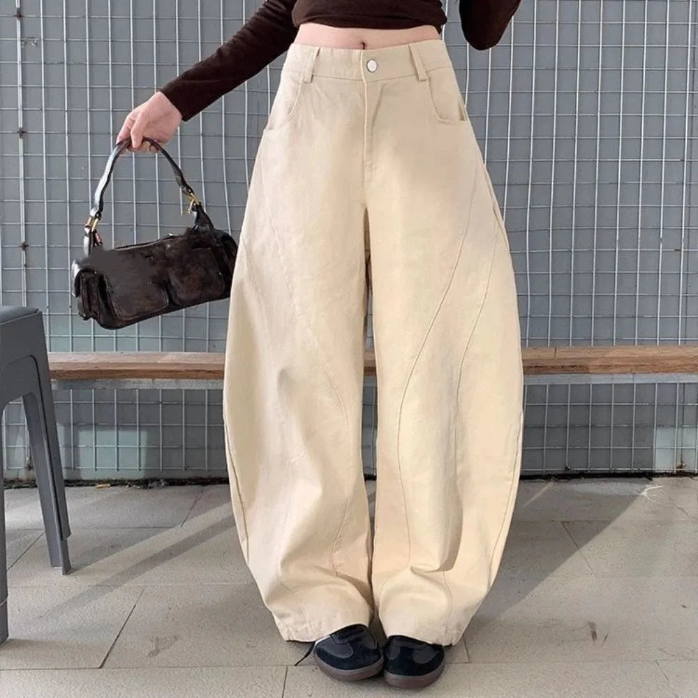 Fashion High Waist Denim Jeans Baggy Loose Star Jeans Women Y2k Retro Wide Leg Casual Pants Lady