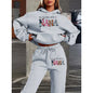 2025 New Car Letter 3D Printed Women's Hooded Sweatshirt Long Pants Set Home Long Sleeved Casual Shirt Set