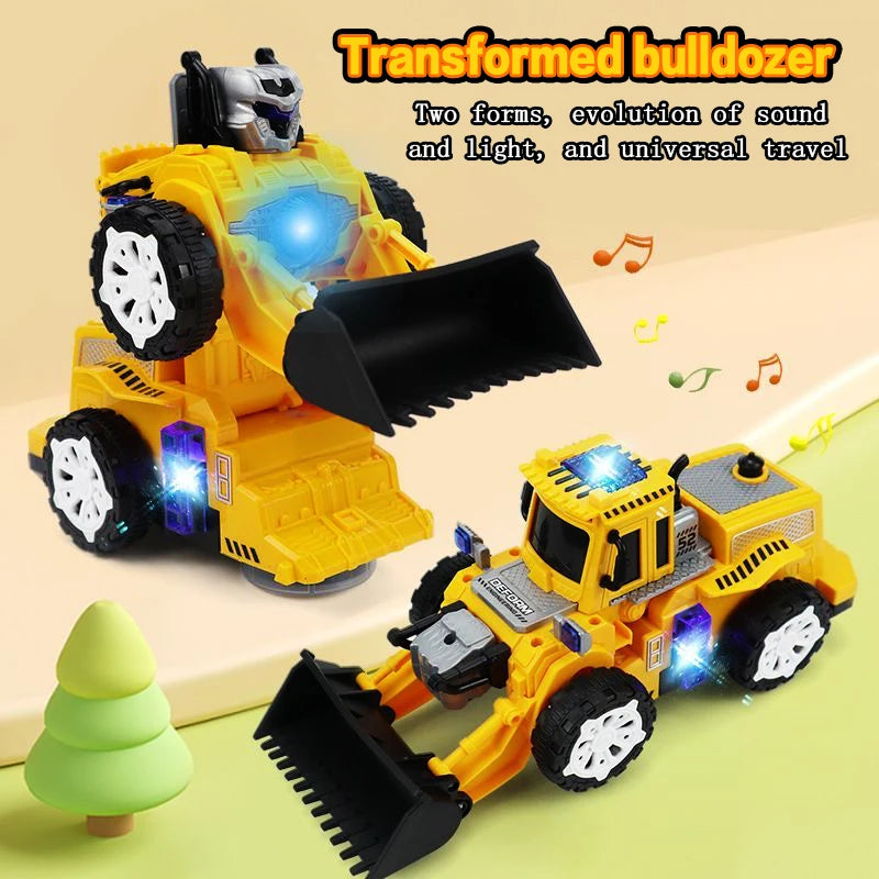Electric Double Variable Bulldozer Toy Car - Transformation Robot Feature Automatic Change Baby Holiday Gift