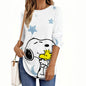 Fashion Snoopy Cartoon Series Women O-Neck Long Sleeve T-Shirt Casual Polyester Breathable Women's Clothing Apparel Tops Tees