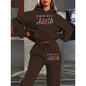 2025 New Car Letter 3D Printed Women's Hooded Sweatshirt Long Pants Set Home Long Sleeved Casual Shirt Set