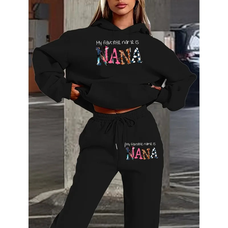 2025 New Car Letter 3D Printed Women's Hooded Sweatshirt Long Pants Set Home Long Sleeved Casual Shirt Set
