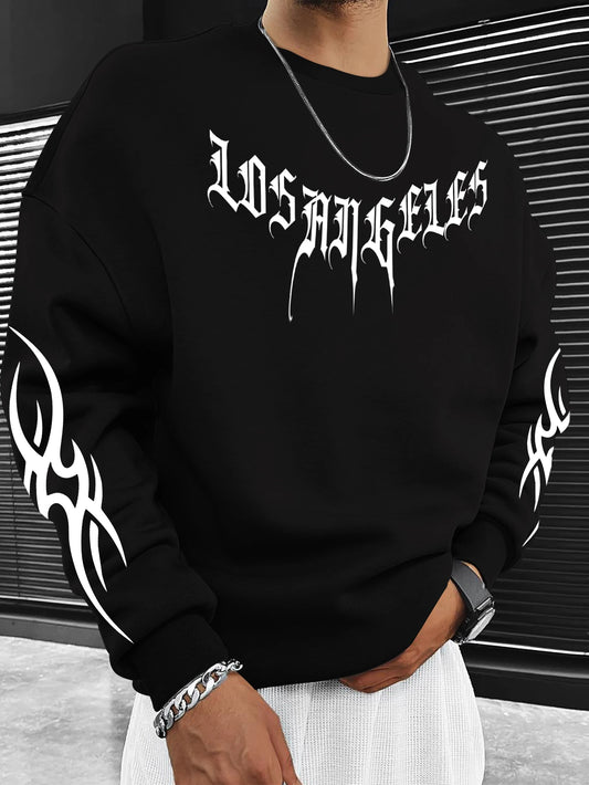 New men's long-sleeved T-shirt for Spring and Autumn 2025 casual roller skating letter print street men's wear