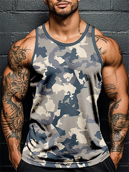 3D Print Camouflage Graphic Men's Sleeveless T-Shirt Summer New Sport Fitness Vest Outdoor Casual Man Gym Clothing Quick Drying