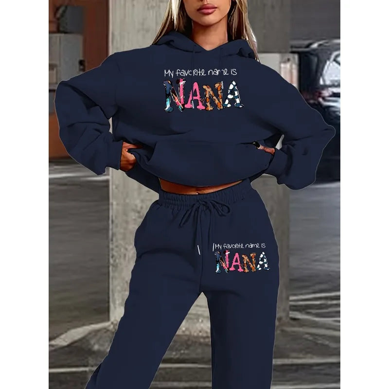 2025 New Car Letter 3D Printed Women's Hooded Sweatshirt Long Pants Set Home Long Sleeved Casual Shirt Set