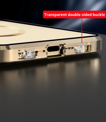 360 ° Protezione completa Magsafe Custodia per telefono con chiusura a scatto in vetro magnetico a doppia faccia in metallo per iPhone 15 Pro Max 13 12 14 Pro Max Cover