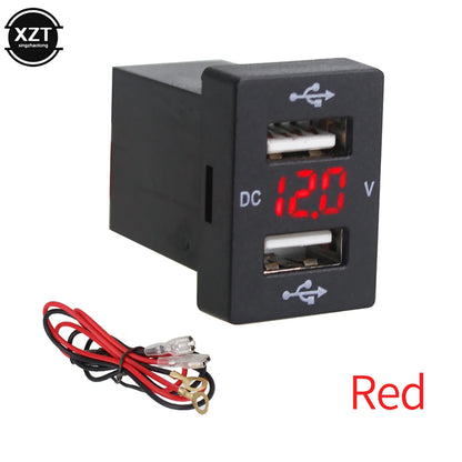 Presa per caricabatteria da auto Dual USB 2.1A adattatore di alimentazione per caricabatterie da auto 12-24V con voltmetro digitale per Toyota New Carolina LEVIN