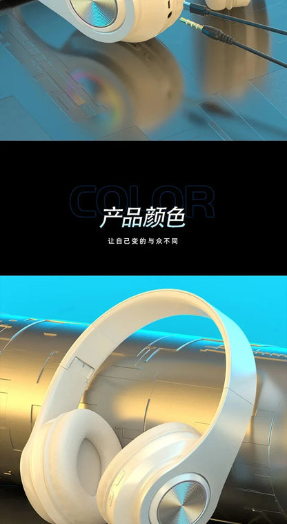 Cuffie Bluetooth Illuminazione RGB Cancellazione del rumore Cuffie pieghevoli Over Ear Stereo HIFI Cuffie sportive Lettore musicale TF B39