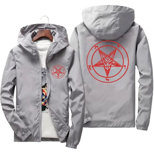 Mens pentagramma uomo chiesa di satana Baphomet cavalieri templare pentagramma sottile giacca a vento con cappuccio t shirt cappotto giacca pilota 7XL