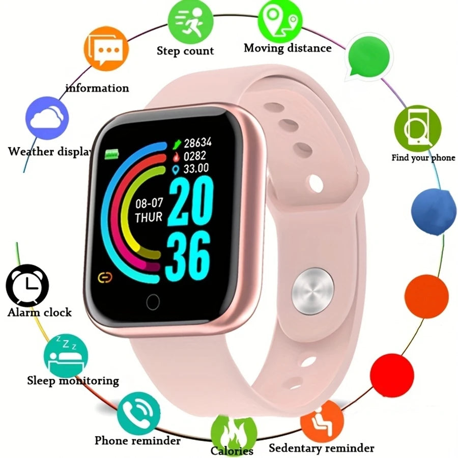 Smartwatch Uomo Donna Orologi da polso Smart Watch Messaggio Fitness Monitor Bracciale Regalo di compleanno Orologio elettronico per Android IOS
