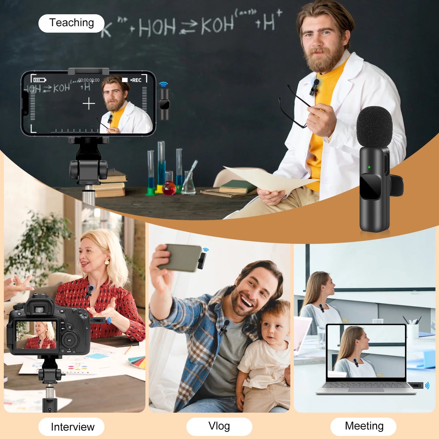 K60 Nuovo microfono lavalier wireless Mini microfono portatile per registrazione audio video per iPhone Android Microfono per telefono da gioco con trasmissione in diretta