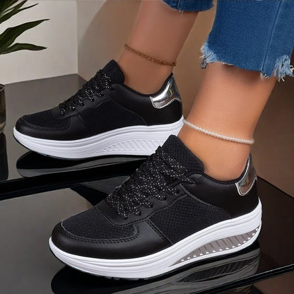 2025 Scarpe da ginnastica da donna alla moda con plateau Scarpe casual da donna Scarpe con zeppa traspiranti per esterni Scarpe da passeggio per donna per il tempo libero