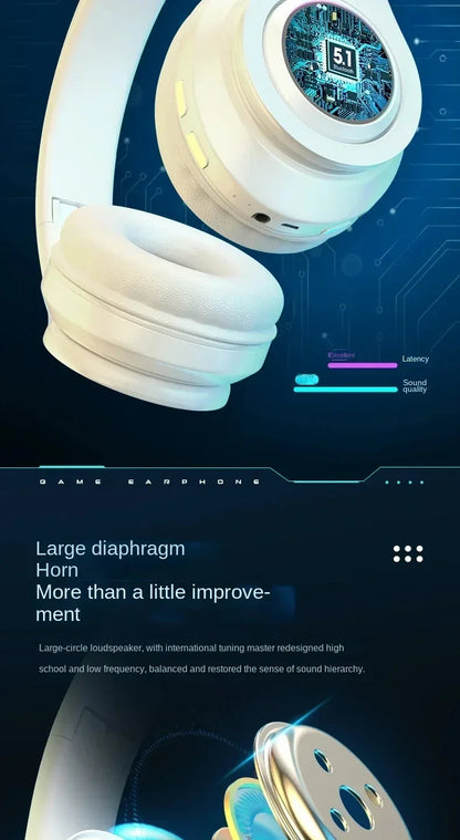 Cuffie Bluetooth Illuminazione RGB Cancellazione del rumore Cuffie pieghevoli Over Ear Stereo HIFI Cuffie sportive Lettore musicale TF B39