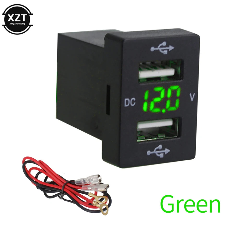 Presa per caricabatteria da auto Dual USB 2.1A adattatore di alimentazione per caricabatterie da auto 12-24V con voltmetro digitale per Toyota New Carolina LEVIN