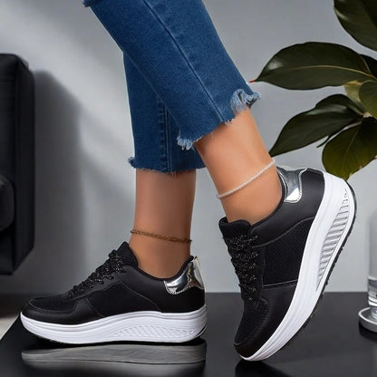 2025 Scarpe da ginnastica da donna alla moda con plateau Scarpe casual da donna Scarpe con zeppa traspiranti per esterni Scarpe da passeggio per donna per il tempo libero