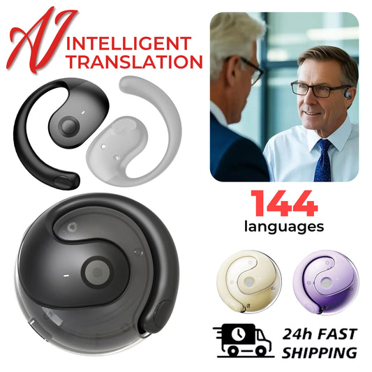 144 Traduzione linguistica Cuffie wireless Smart Waterproof Ai Traduttore in tempo reale Auricolari Bluetooth 5.4 Auricolari aziendali