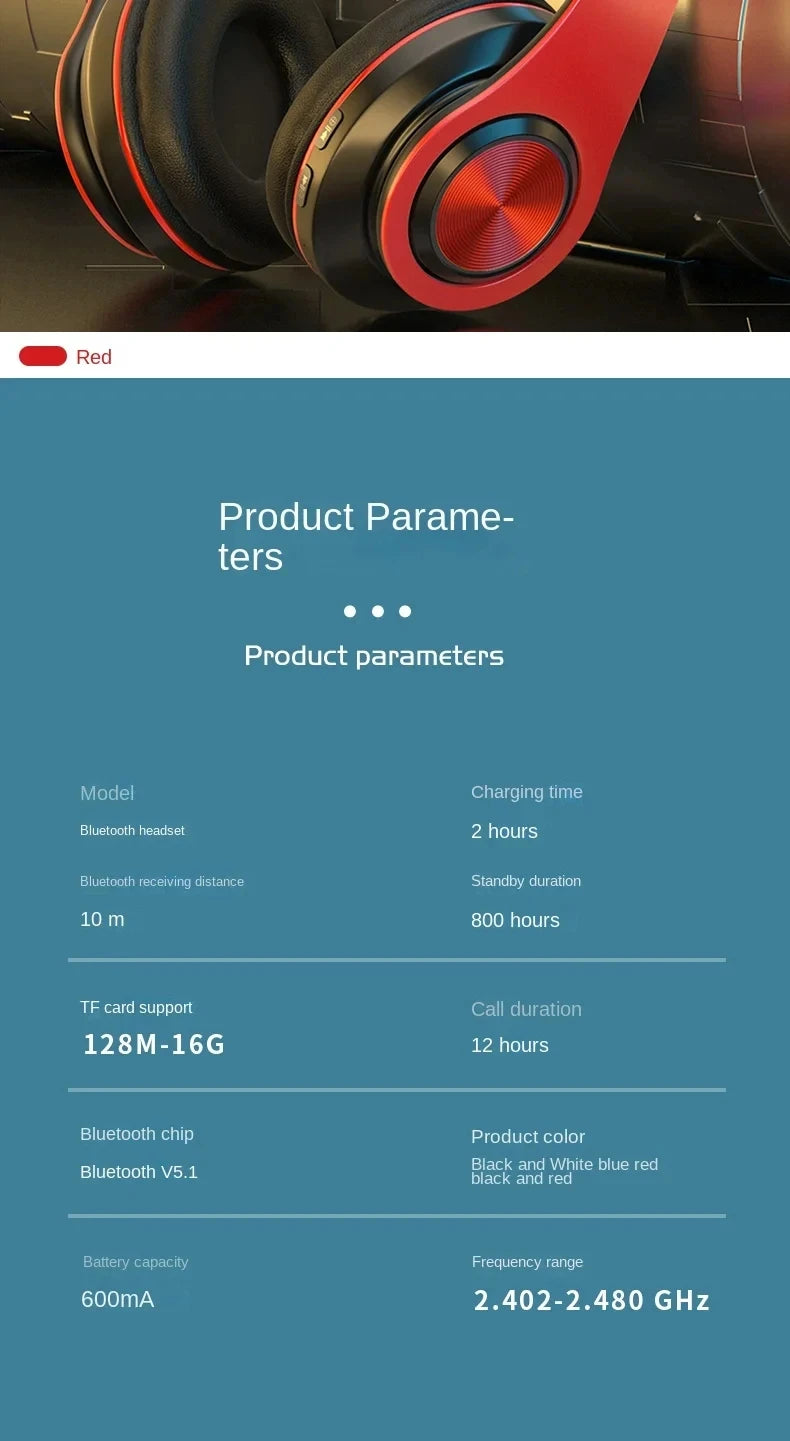 Cuffie Bluetooth Illuminazione RGB Cancellazione del rumore Cuffie pieghevoli Over Ear Stereo HIFI Cuffie sportive Lettore musicale TF B39