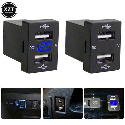 Presa per caricabatteria da auto Dual USB 2.1A adattatore di alimentazione per caricabatterie da auto 12-24V con voltmetro digitale per Toyota New Carolina LEVIN