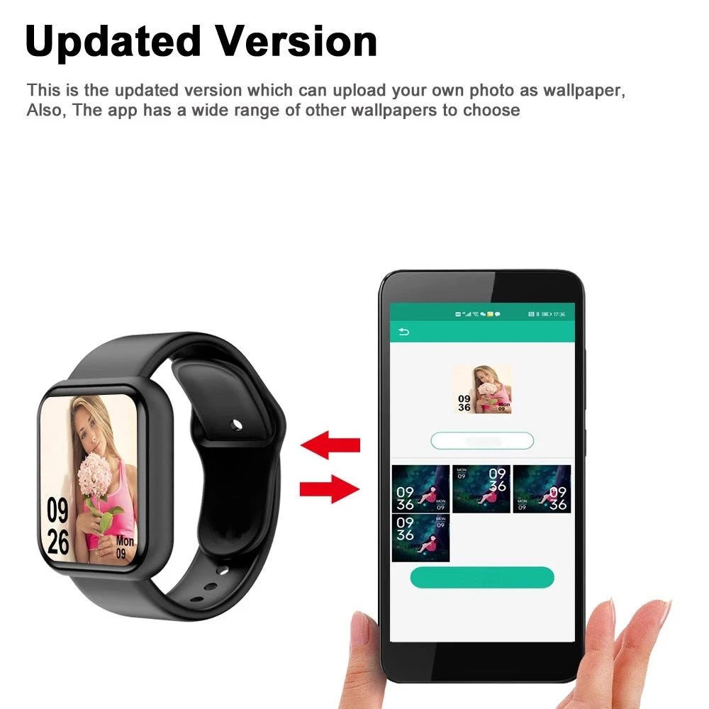 Smartwatch Uomo Donna Orologi da polso Smart Watch Messaggio Fitness Monitor Bracciale Regalo di compleanno Orologio elettronico per Android IOS