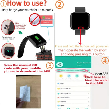 Smartwatch Uomo Donna Orologi da polso Smart Watch Messaggio Fitness Monitor Bracciale Regalo di compleanno Orologio elettronico per Android IOS