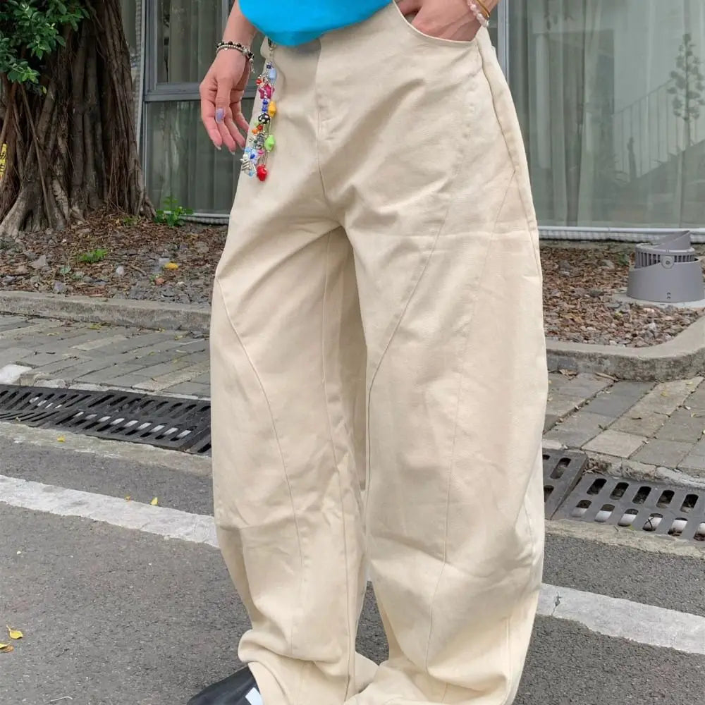 Fashion High Waist Denim Jeans Baggy Loose Star Jeans Women Y2k Retro Wide Leg Casual Pants Lady