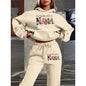 2025 New Car Letter 3D Printed Women's Hooded Sweatshirt Long Pants Set Home Long Sleeved Casual Shirt Set