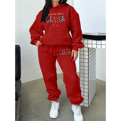 2025 New Car Letter 3D Printed Women's Hooded Sweatshirt Long Pants Set Home Long Sleeved Casual Shirt Set