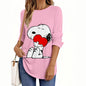 Fashion Snoopy Cartoon Series Women O-Neck Long Sleeve T-Shirt Casual Polyester Breathable Women's Clothing Apparel Tops Tees