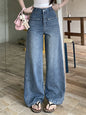 Jeans Donna Baggy Blu con Strass - Pantaloni Denim Y2K Gamba Larga Fashion 2025