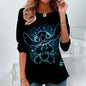 Fashion Vintage Disney Lilo & Stitch Pattern Women O-Neck Long Sleeve T-Shirt Casual Breathable Women's Clothing Apparel Tops Te