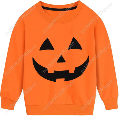 Boys Girls Halloween Sweatshirt Toddler Pumpkin Face Long Sleeve Shirt Kids Skeleton Top Clothes 2-7T