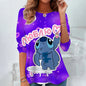 Fashion Vintage Disney Lilo & Stitch Pattern Women O-Neck Long Sleeve T-Shirt Casual Breathable Women's Clothing Apparel Tops Te