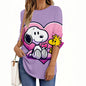 Fashion Snoopy Cartoon Series Women O-Neck Long Sleeve T-Shirt Casual Polyester Breathable Women's Clothing Apparel Tops Tees